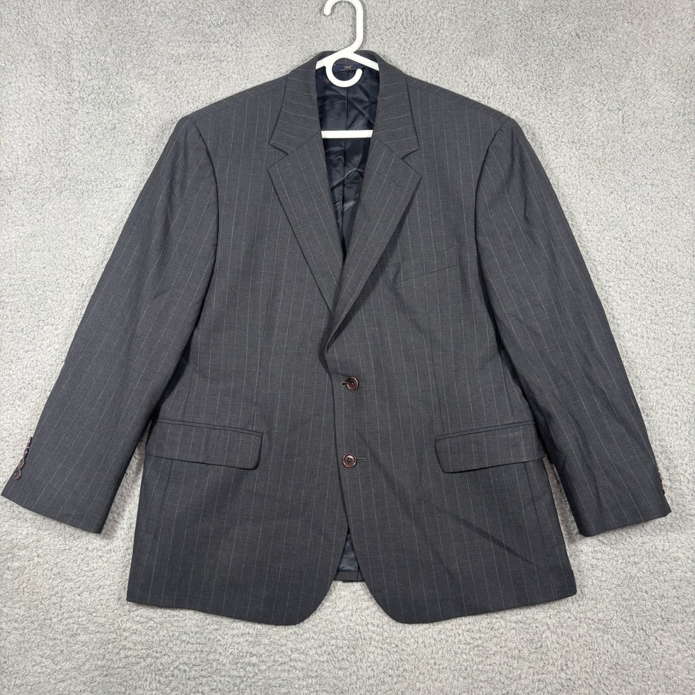 Brooks Brothers Blazer Mens 44SH Gray 346 Pinstripe Wool Stretch Sport Coat